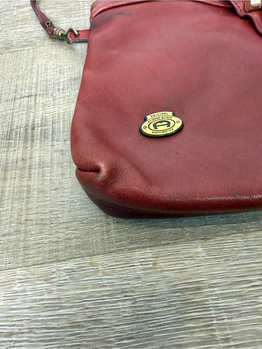 Vintage Etienne Aigner Burgundy Leather Crossbody Shoulder Bag Purse